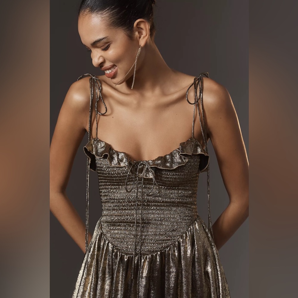 For Love And Lemons Metallic Gold Dress - Picture 4 of 7